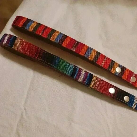 Colorful Handmade Leather Dog Leash Small Breed Set Of Two 46 In - Picture 2 of 10